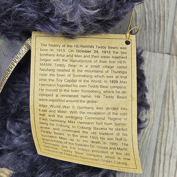 Vintage Hermann Annual Bear 1997 Golden Blue Mohair Teddy Made in Germany Plush - Picture 4 of 15